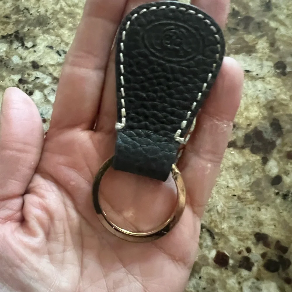 Black DOONEY & BOURKE Leather Key Fob with Embossed DB Logo